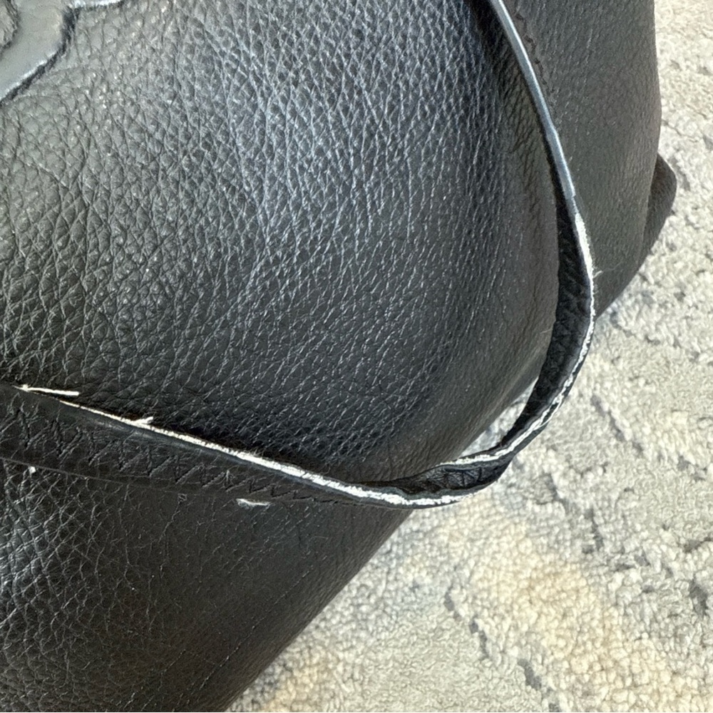 Tory Burch Tote Handbag Shoulder Bag Black Pebbled Leather Read F - Picture 8 of 14